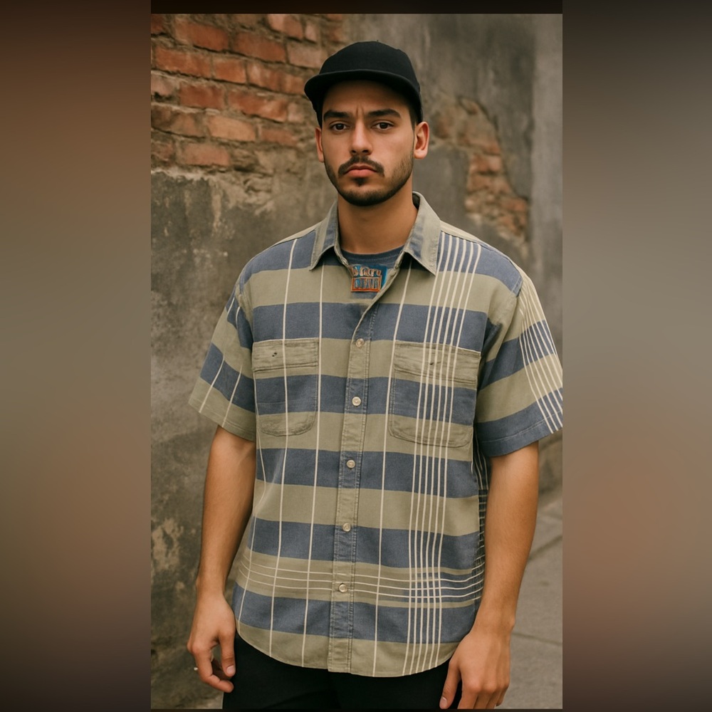Rare Vintage Blazer Firenze 1990s Striped Button-Up Shirt Men’s Large Retro Find